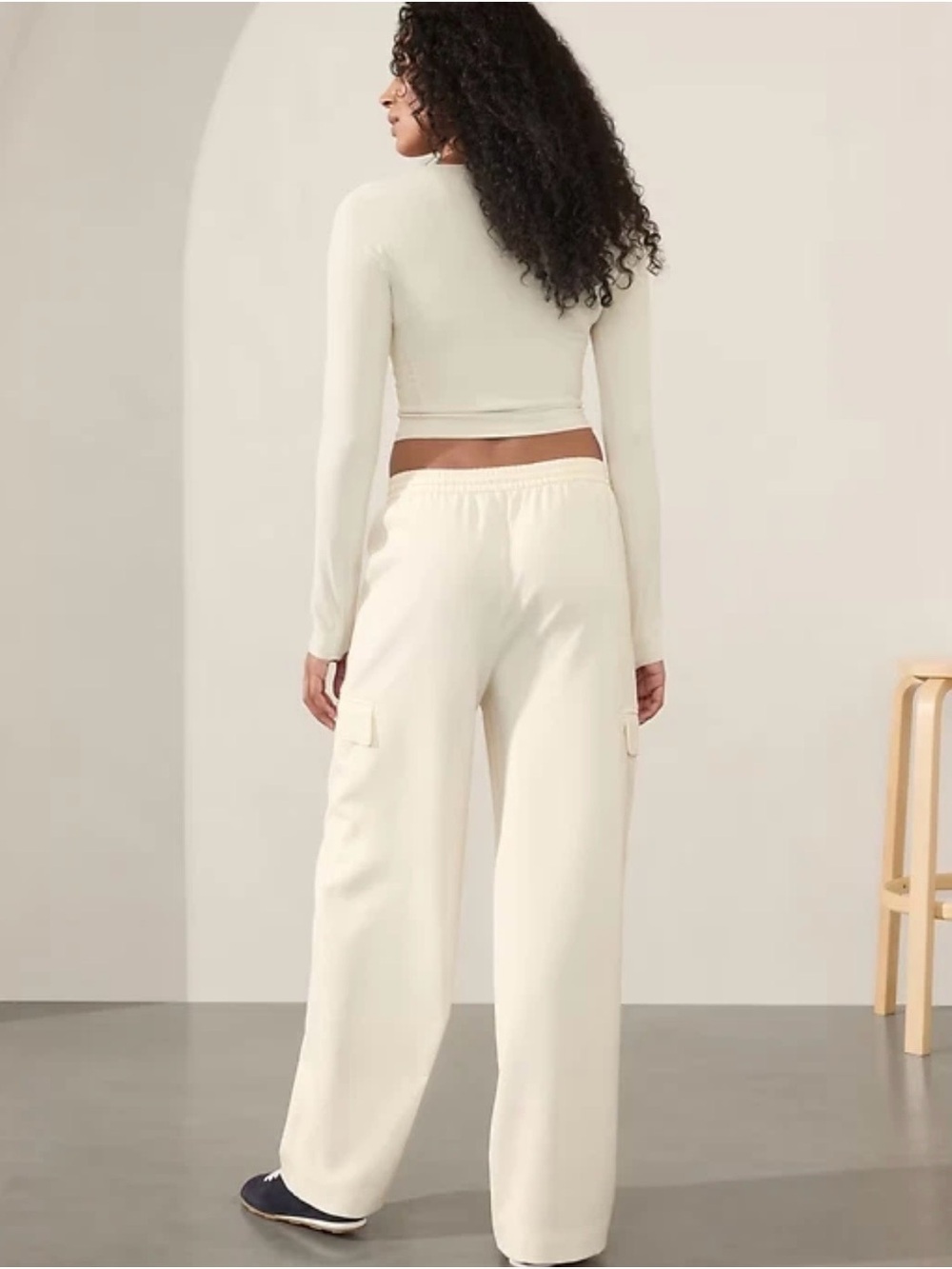 Athleta New Promenade High Rise Cargo Pant, Magnolia White Wide Leg Pants NWT - Picture 3 of 15